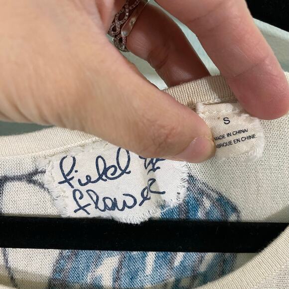 Anthropologie Field & Flowers Hot Air Ballons Asymmetrical Hem Blouse Size S - Picture 3 of 10